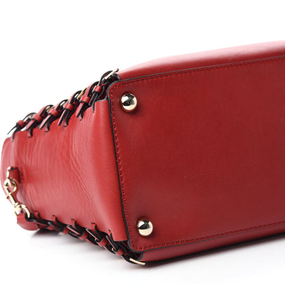 Valentino Garavani Vitello Buckle Trimmed Top Handle Satchel Red 7 of 11