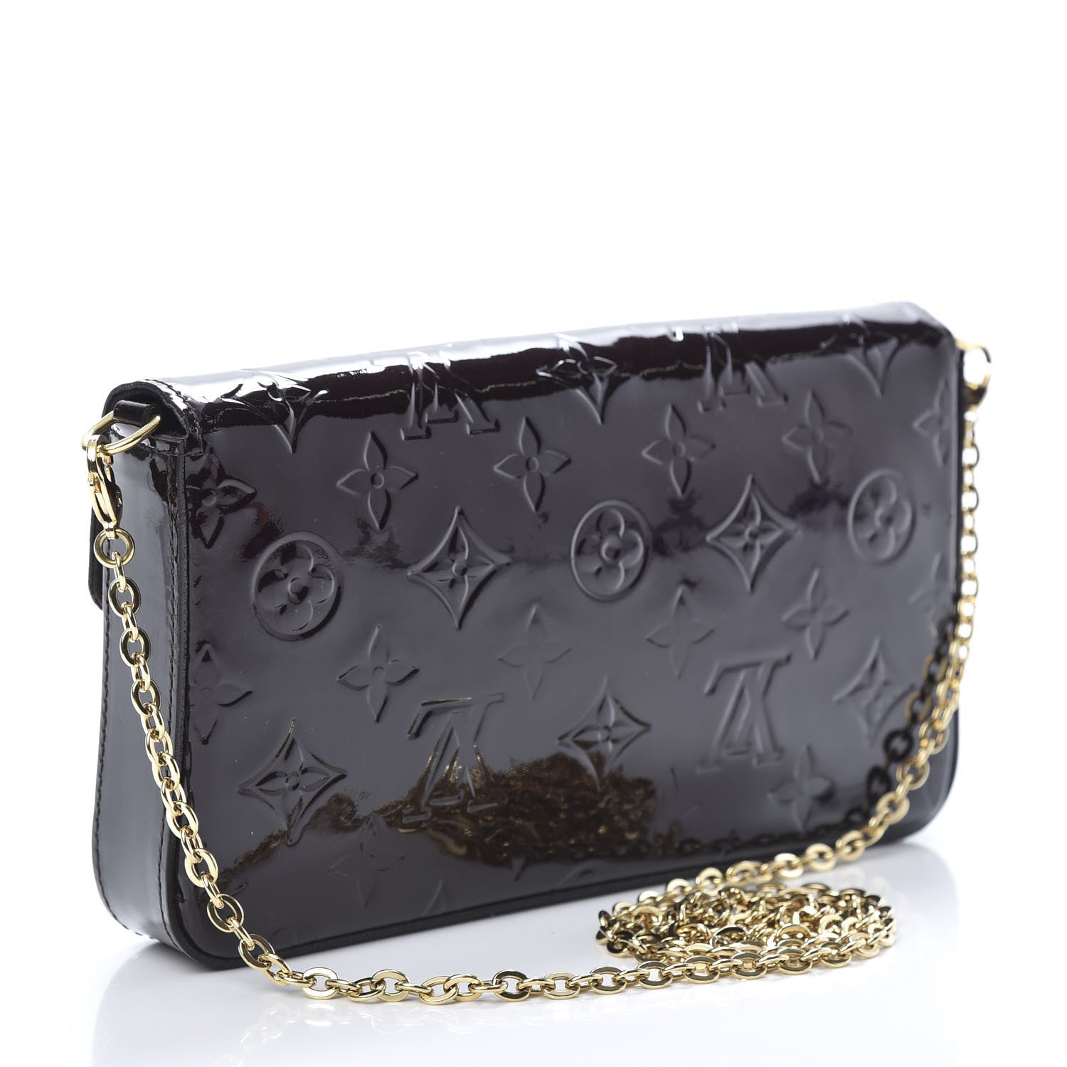 Louis Vuitton Vernis Pochette Felicie Chain Wallet Amarante 4 of 14