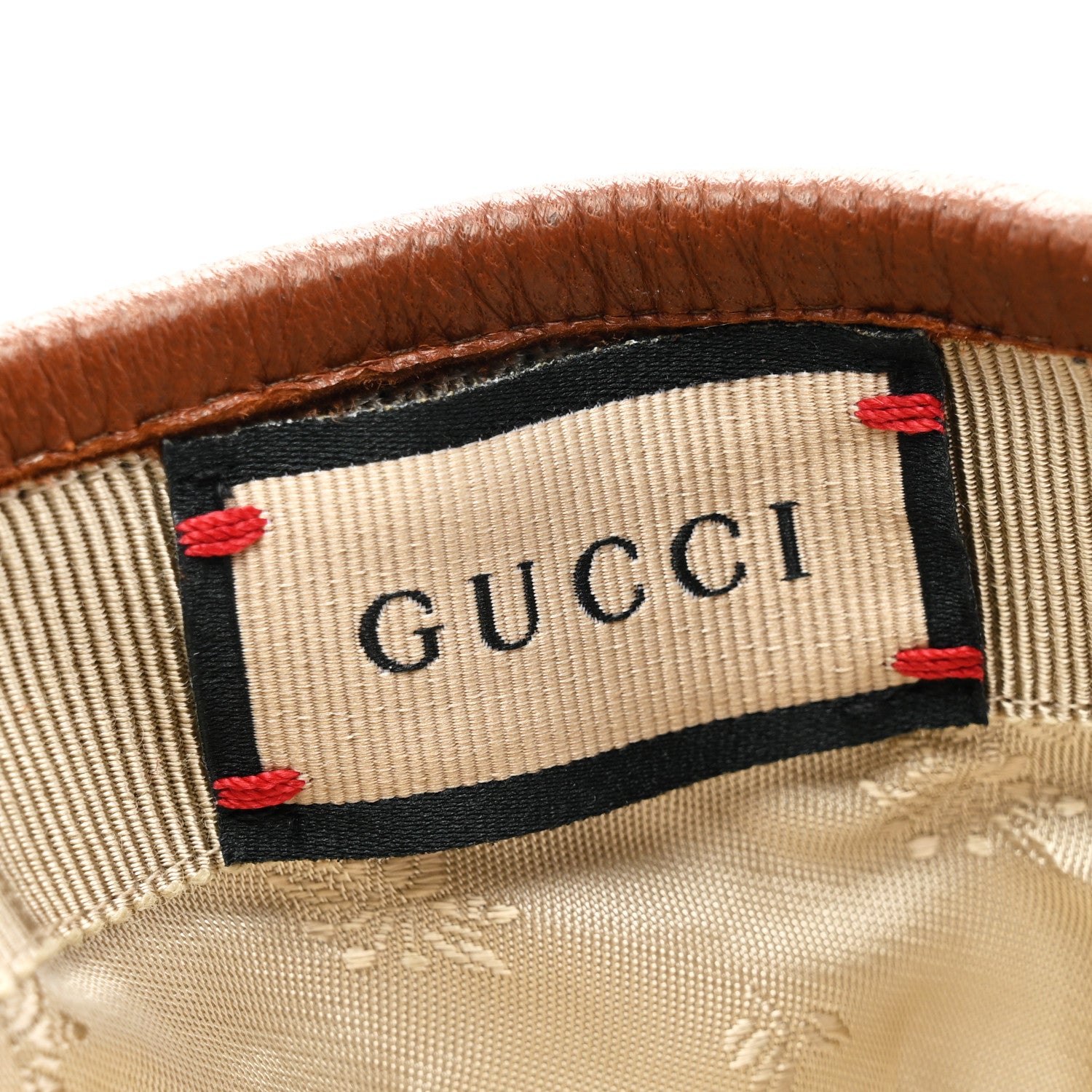 Gucci Washed Jacquard Denim Nappa GG Monogram Oscar Baseball Hat M Denim Cuir 8 of 9