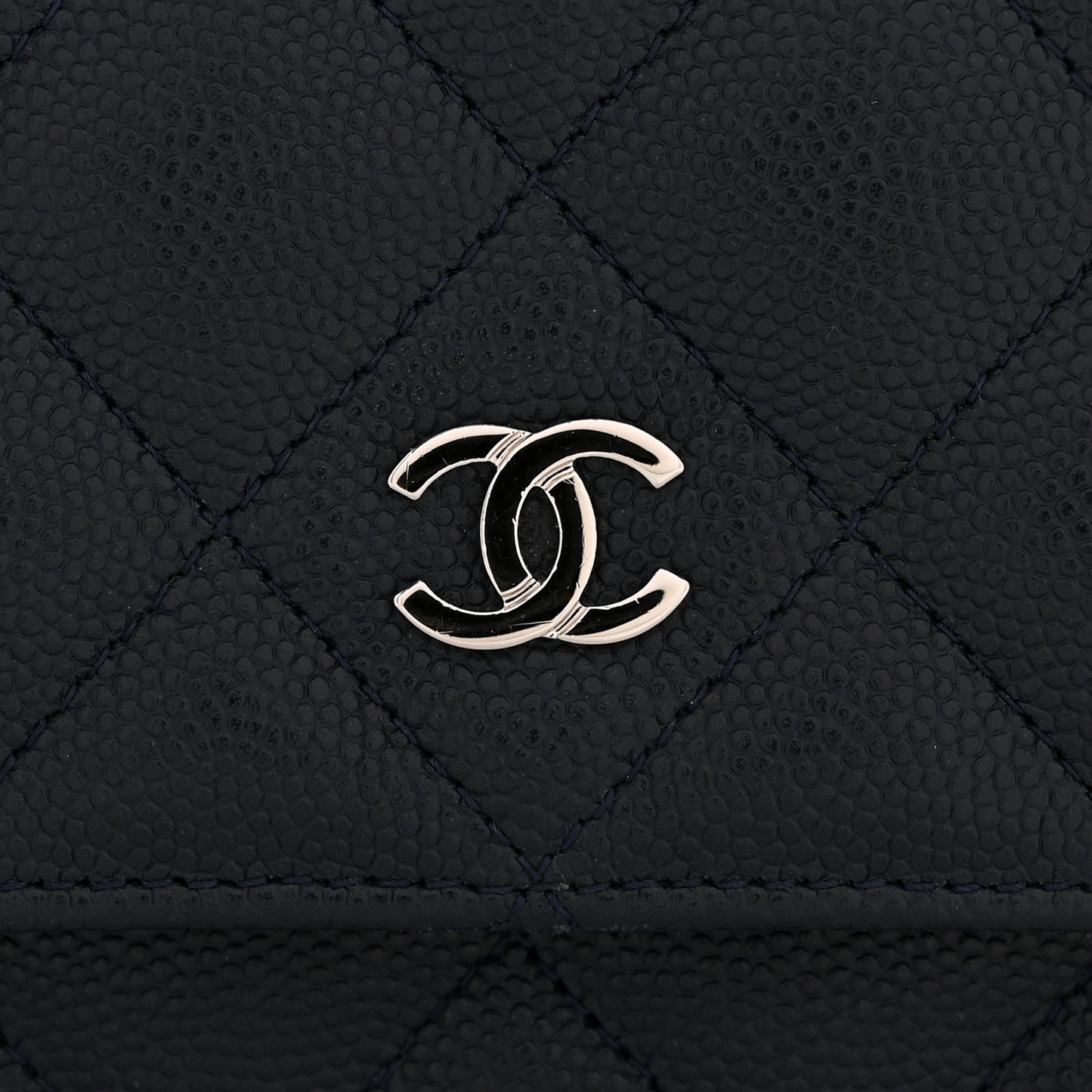 Caviar Quilted Wallet on Chain WOC Navy Blue
