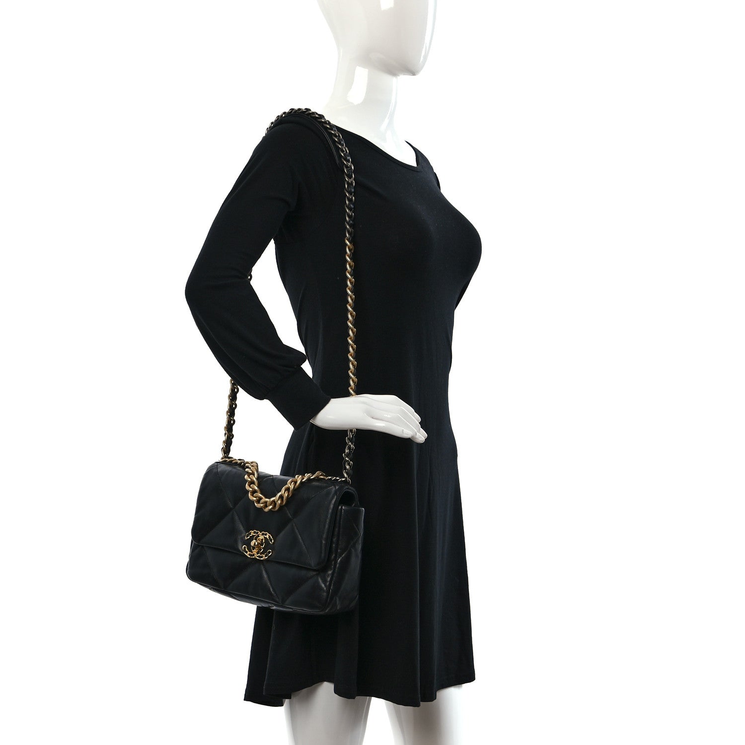 Chanel Lambskin Quilted Medium Chanel 19 Flap Black 2 of 10