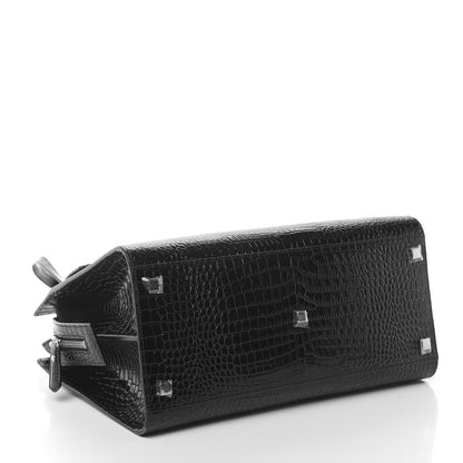Saint Laurent Croc Calfskin Embossed Medium Uptown Tote Black 6 of 12