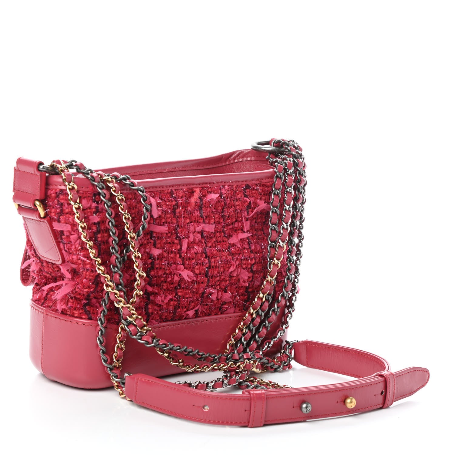 Chanel Tweed Calfskin Small Gabrielle Hobo Pink 3 of 10