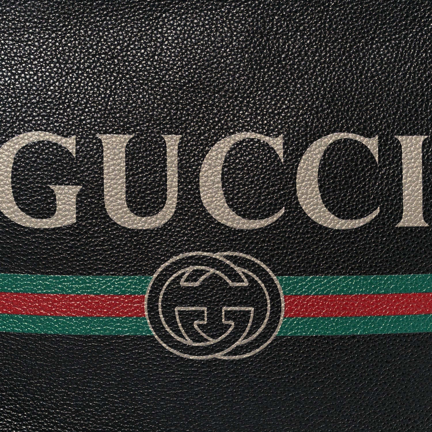 Gucci Pebbled Calfskin Logo Wristlet Black 8 of 10