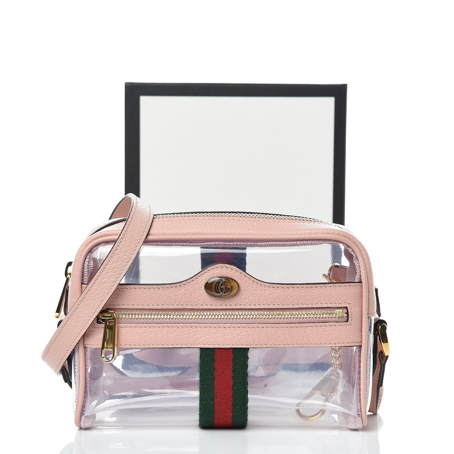 Vinyl Web Mini Ophidia Transparent Shoulder Bag Perfect Pink