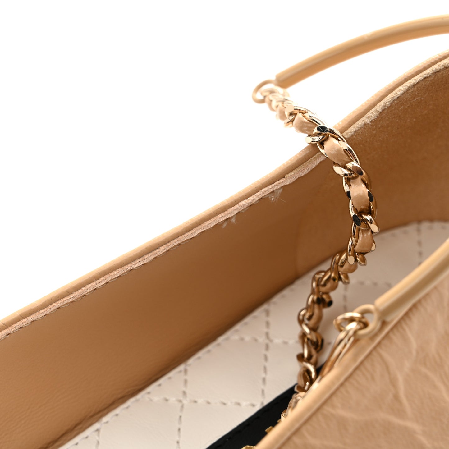 Lambskin Cap Toe Ankle Chain Ballerina Flats 41 Beige Black