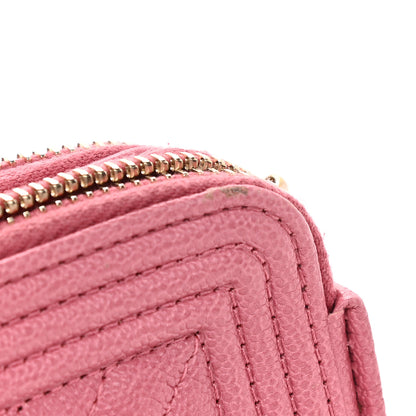 Chanel Caviar Chevron Small Boy Clutch With Chain Pink 11 of 11