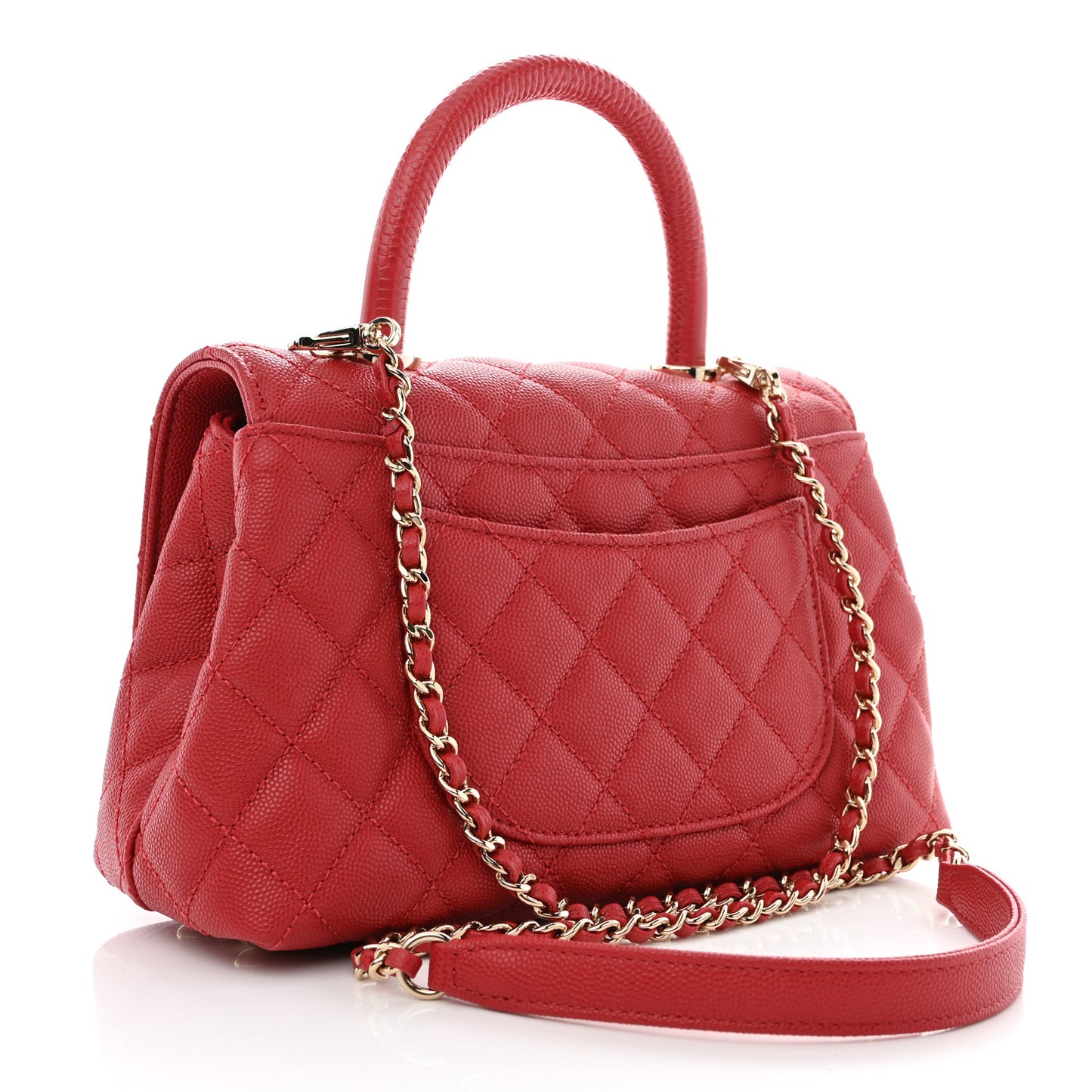 Caviar Quilted Mini Coco Handle Flap Red