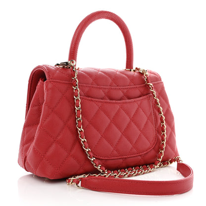 Chanel Caviar Quilted Mini Coco Handle Flap Red 3 of 13