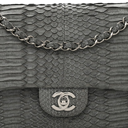 Chanel Snakeskin Medium Double Flap Grey 5 of 10