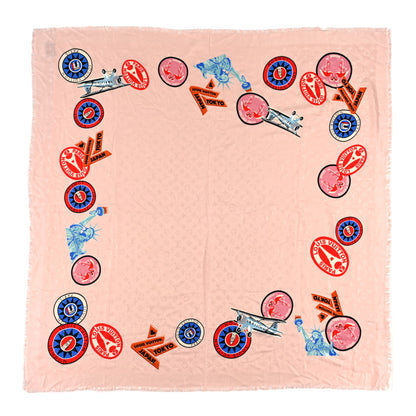 Louis Vuitton Silk Wool Monogram World Tour Shawl Nude 1 of 3