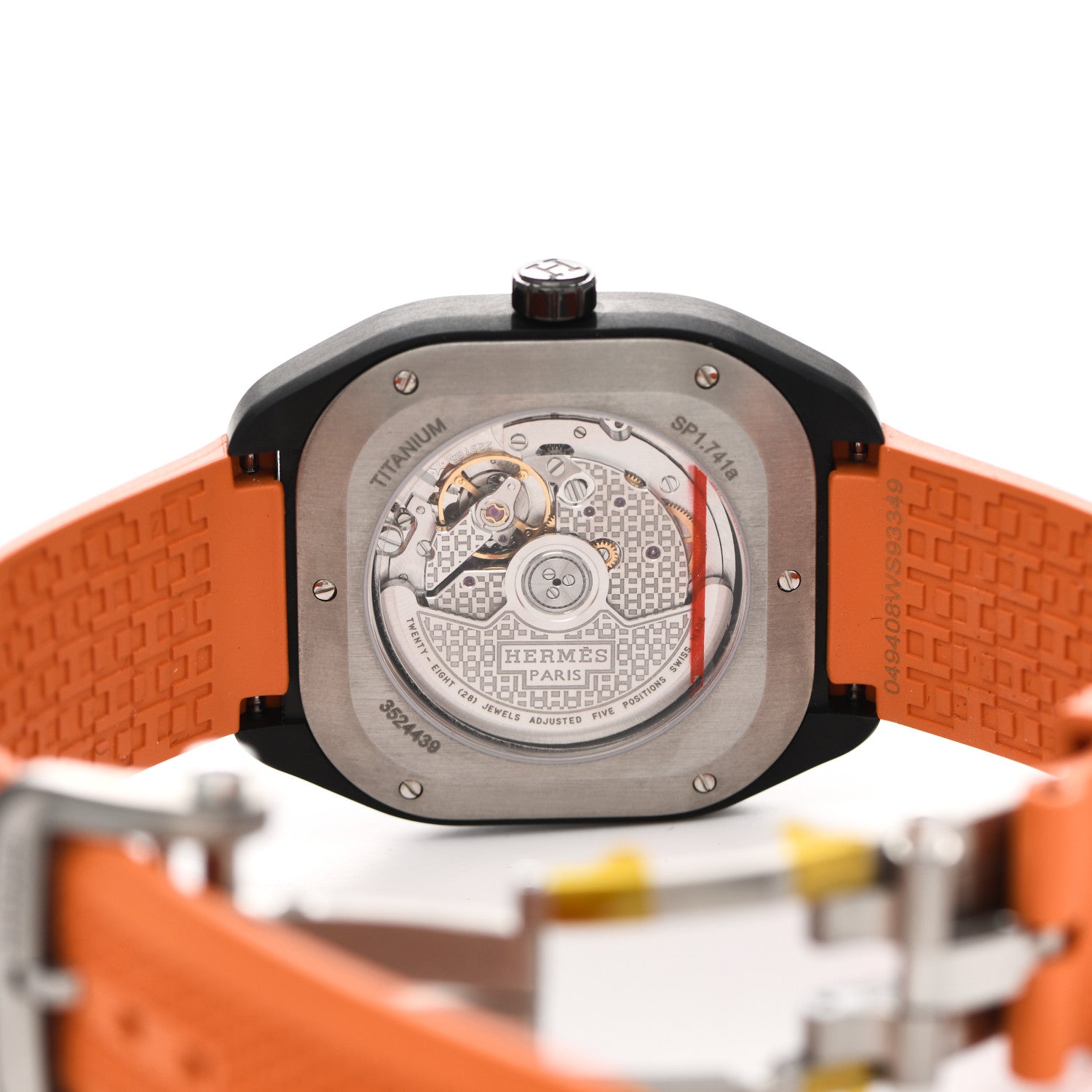 Hermes DLC Coated Titanium Rubber 39mm H08 Automatic Watch Orange 4 of 5