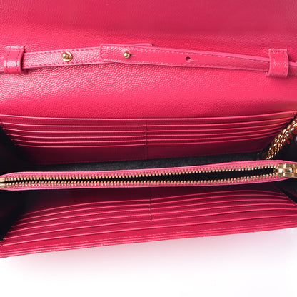 Saint Laurent Grain De Poudre Matelasse Chevron Monogram Chain Wallet Bubblegum 7 of 9