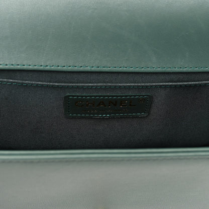 Chanel Calfskin Quilted Medium Boy Flap Dark Green 6 of 10