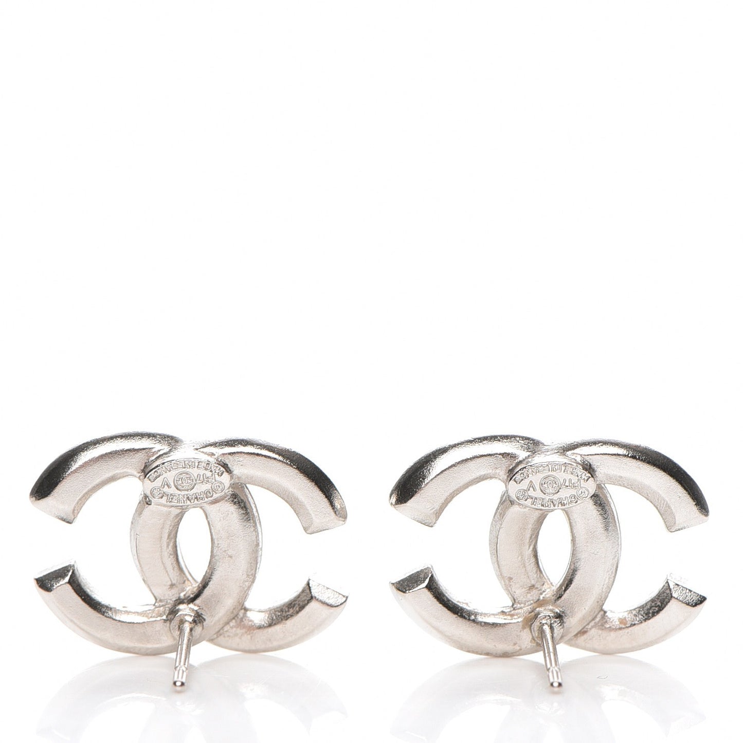 Baguette Crystal CC Earrings Silver