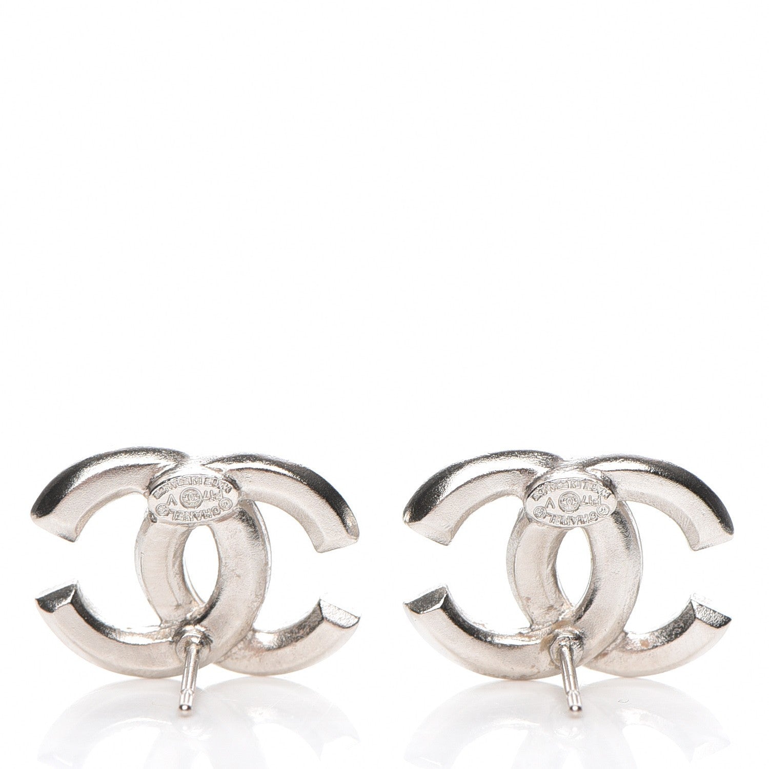 Chanel Baguette Crystal CC Earrings Silver 3 of 5