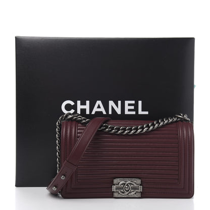 Chanel Calfskin Horizontal Quilted Medium Boy Flap Burgundy 13 of 13
