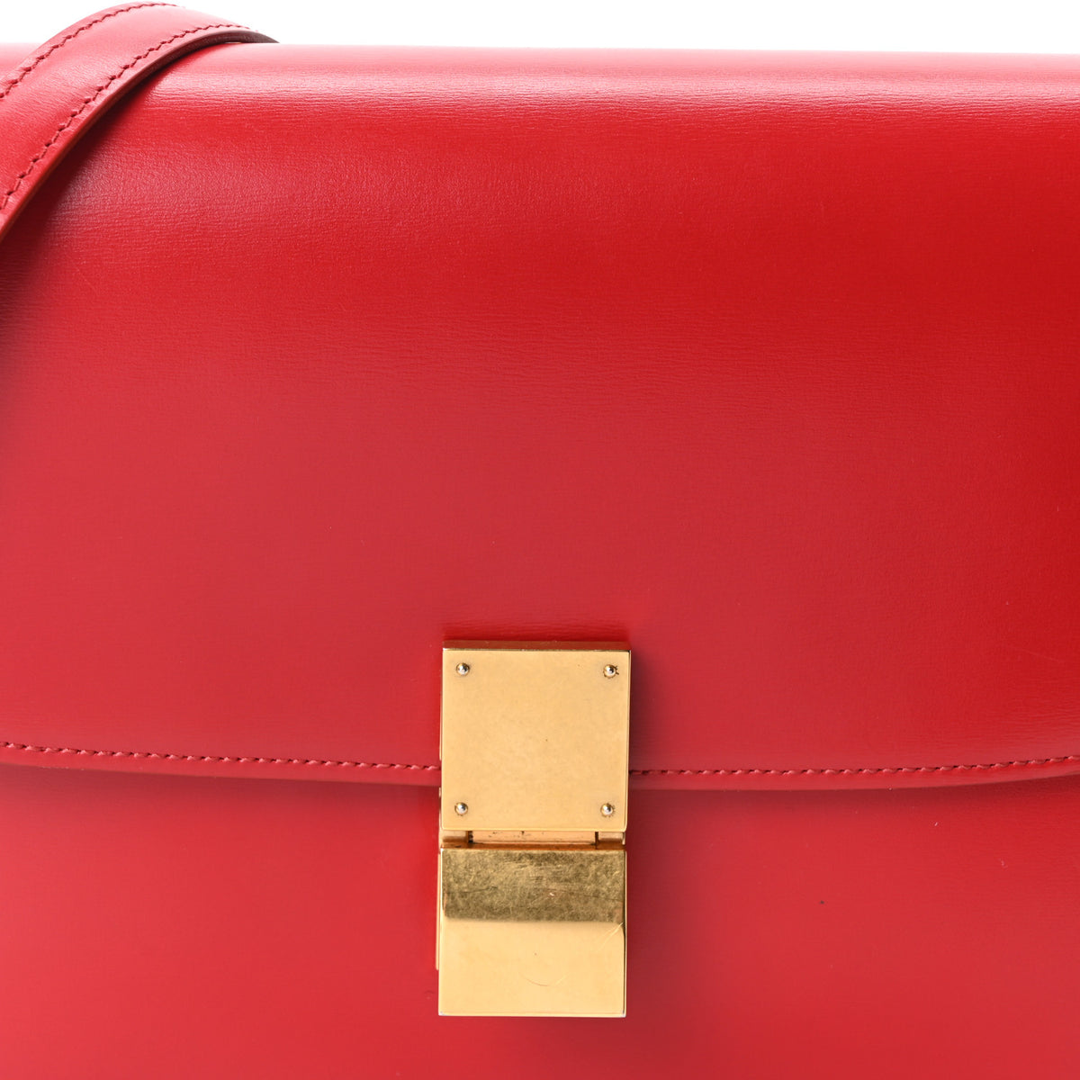 Box Calfskin Medium Classic Box Flap Bag Red