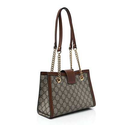 Gucci GG Supreme Monogram Calfskin Small Padlock Tote Beige Ebony Tuscany 3 of 8