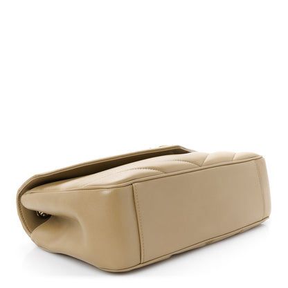 Saint Laurent Lambskin Chevron Quilted Medium Loulou Tan 6 of 13