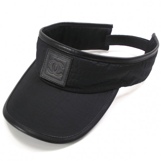 Chanel Nylon Leather Tennis Visor Black 1 of 3