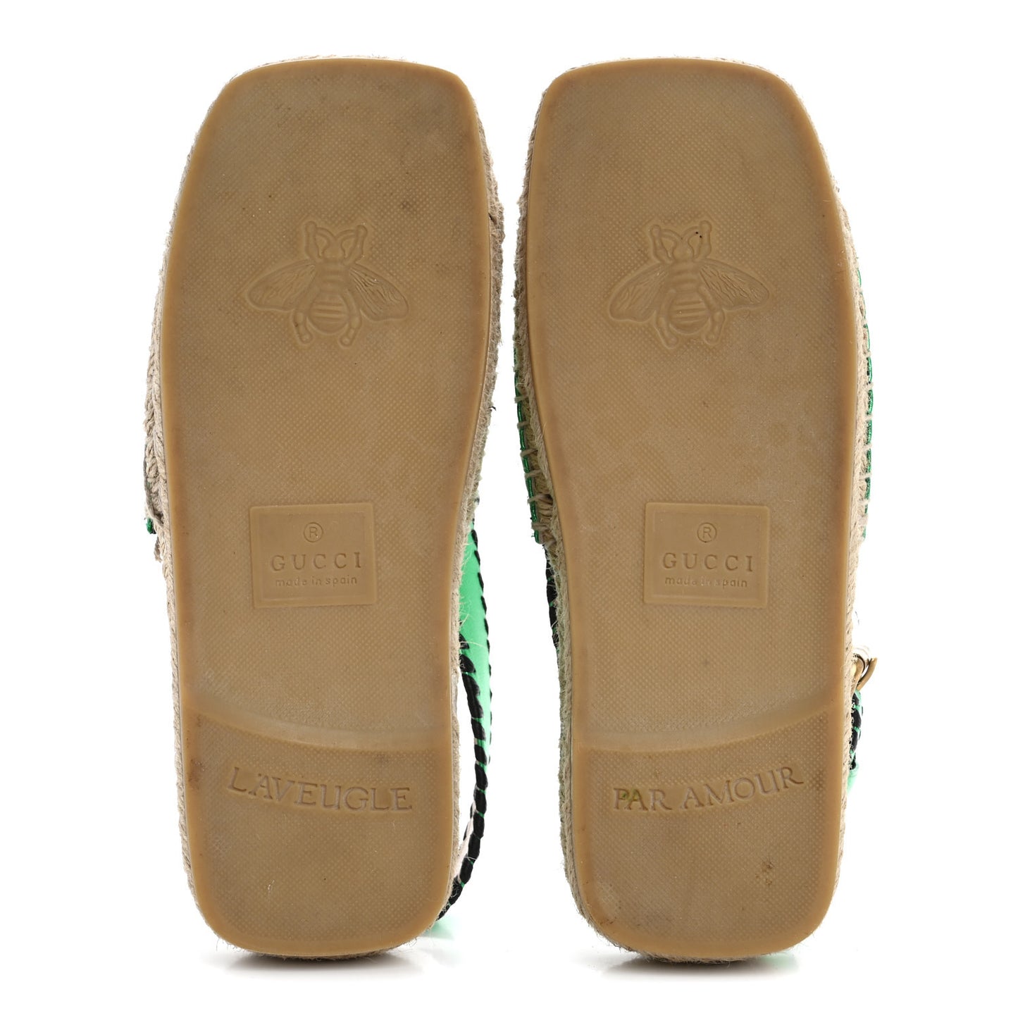 Metallic Nappa Embroidered Double G Espadrille Slingback Sandals 35 Green