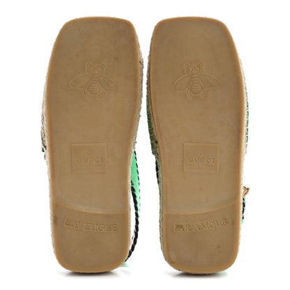 Gucci Metallic Nappa Embroidered Double G Espadrille Slingback Sandals 35 Green 6 of 17