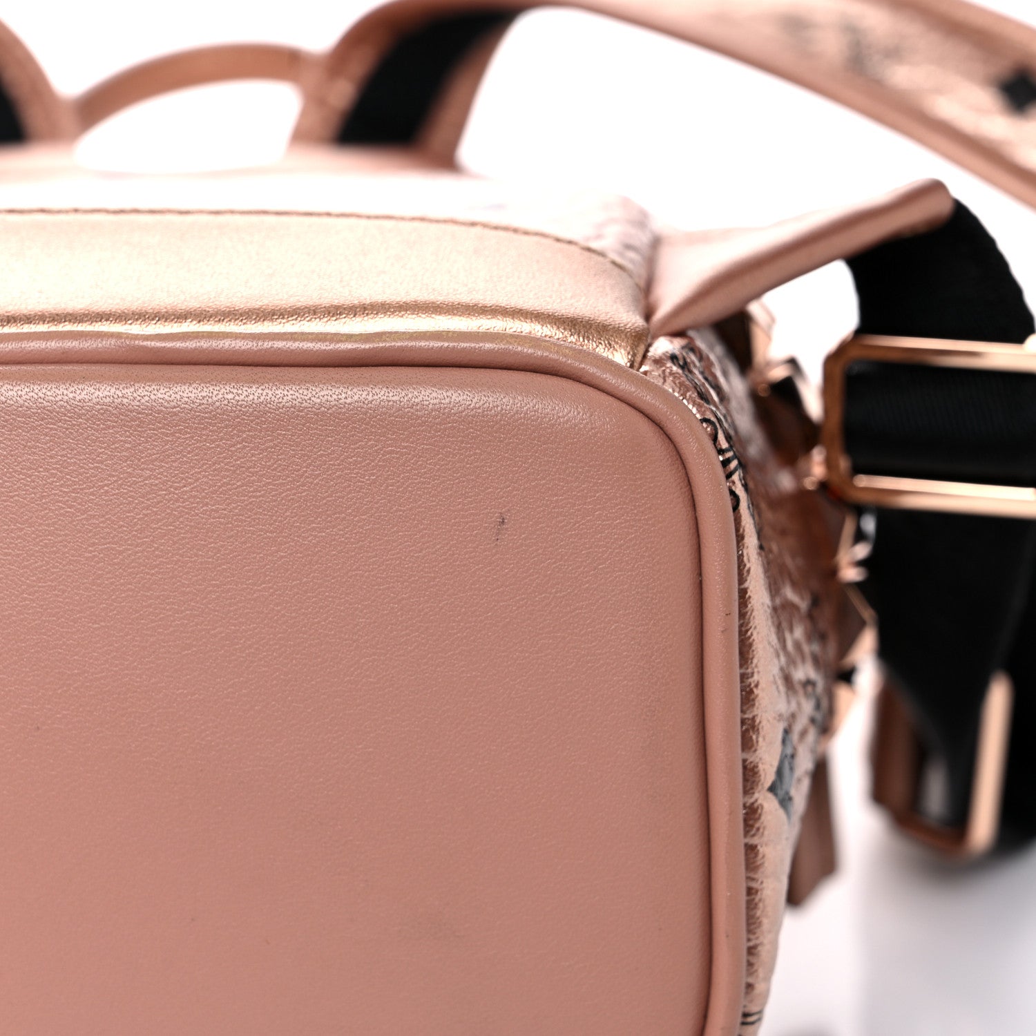 MCM Metallic Visetos Mini Side Stud Stark Backpack Champagne Gold 11 of 22