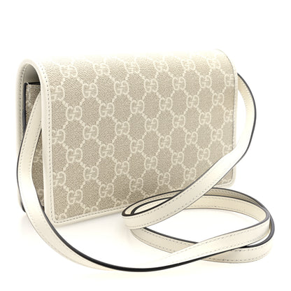 Gucci GG Emblem Monogram Wallet With Strap Beige White 3 of 10