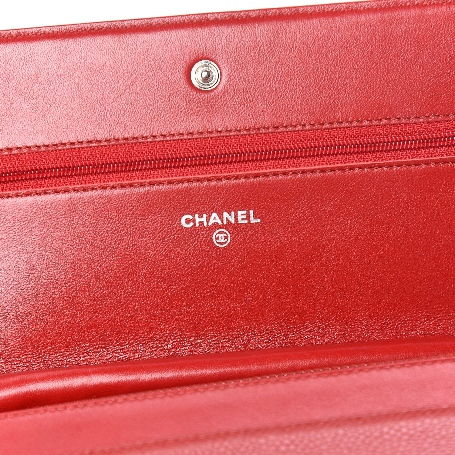 Chanel Caviar Timeless CC Wallet On Chain WOC Red 8 of 14