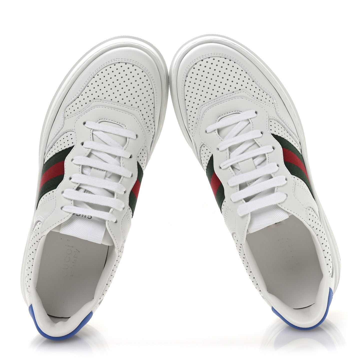 Calfskin Web Perforated Womens Platform 55mm Sneakers 39 White Bright Splash