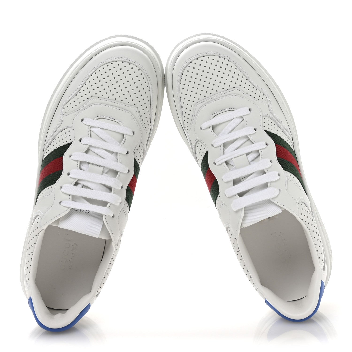 Gucci Calfskin Web Perforated Womens Platform 55mm Sneakers 39 White Bright Splash 2 of 9