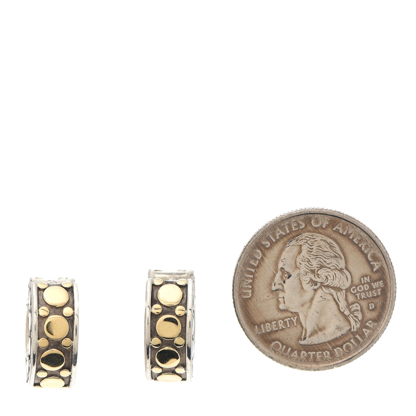Sterling Silver 18K Yellow Gold Dot Huggie Hoop Earrings