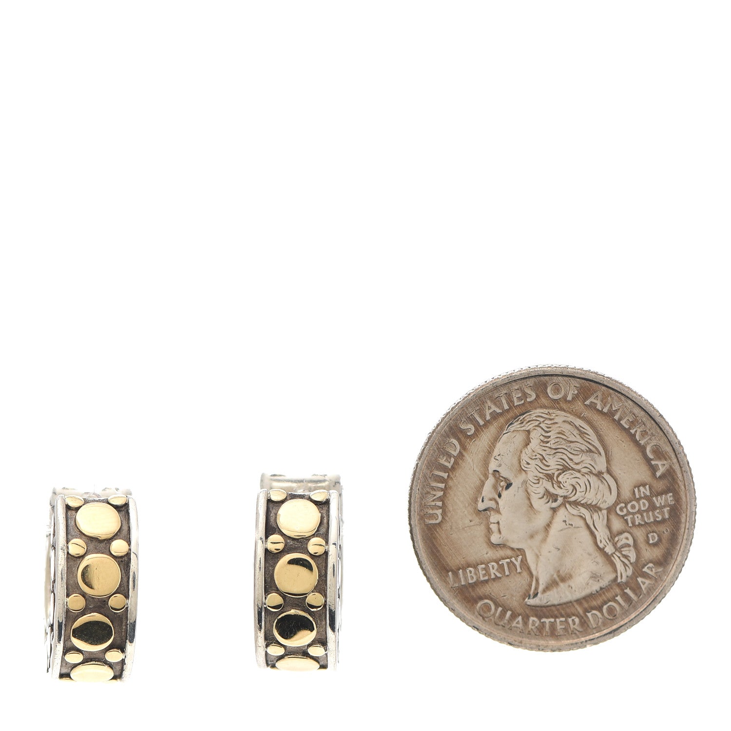 John Hardy Sterling Silver 18K Yellow Gold Dot Huggie Hoop Earrings 2 of 5