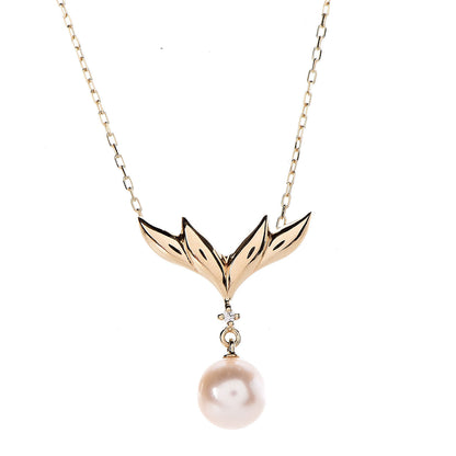 Mikimoto 18K Yellow Gold Diamond Akoya Pearl 7.5mm Pendant Necklace 4 of 6