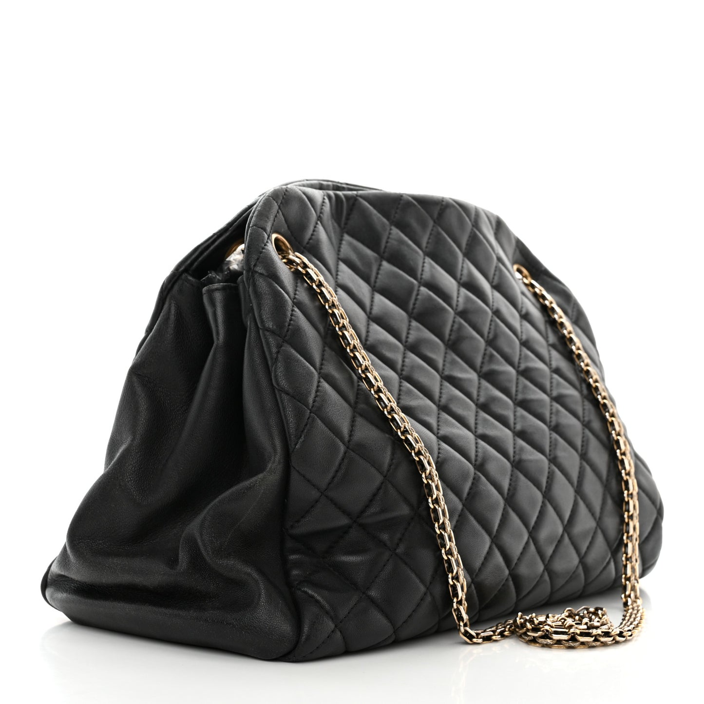 Lambskin Quilted Large Just Mademoiselle Bowling Bag Black