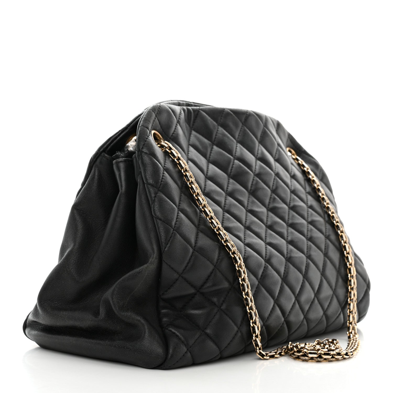 Chanel Lambskin Quilted Large Just Mademoiselle Bowling Bag Black 3 of 12