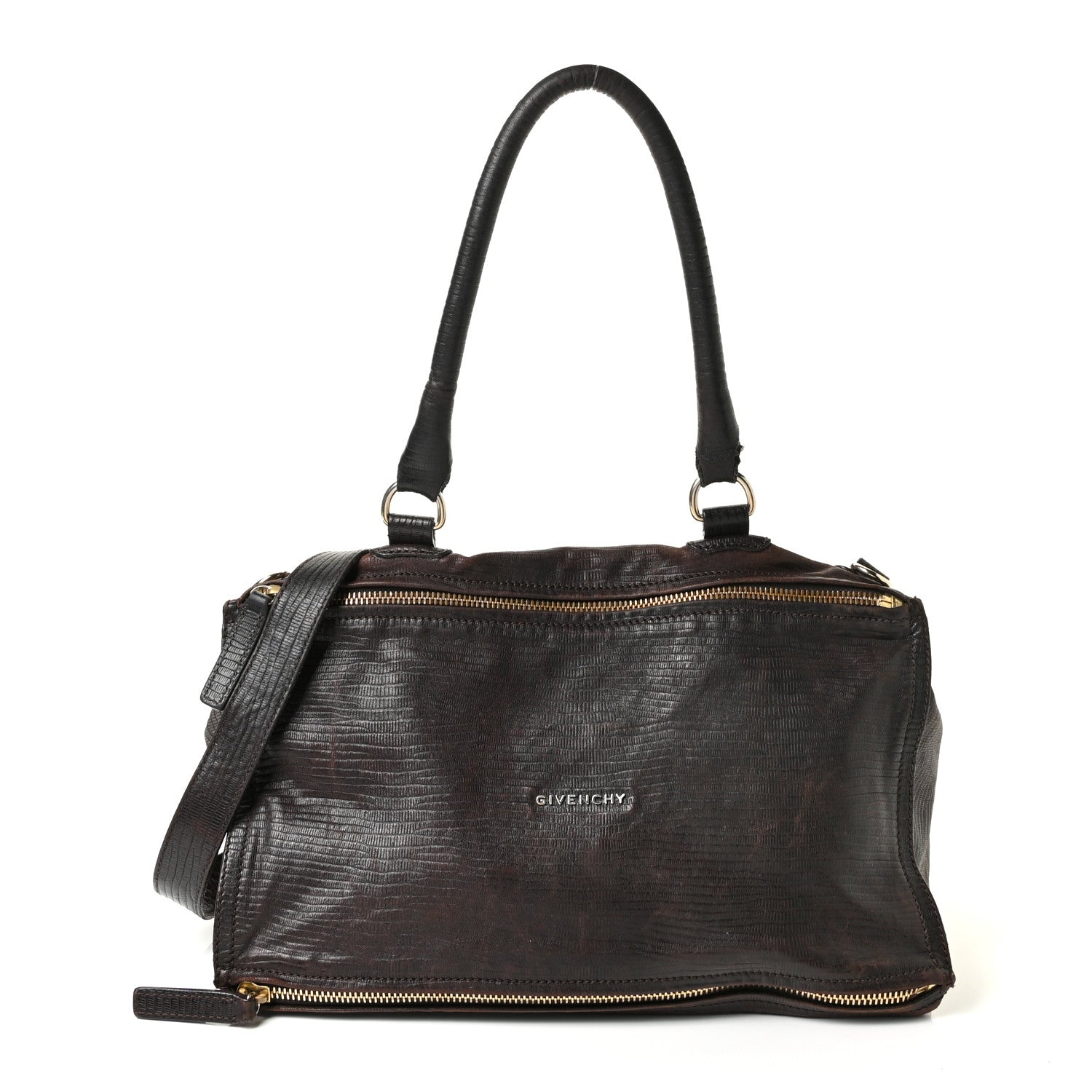 Givenchy Calfskin Lizard Embossed Large Pandora Brown 1 of 9