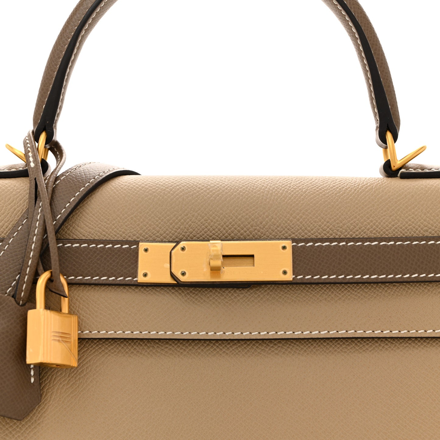 Epsom Bi-Color Horseshoe Kelly Sellier 28 Trench Etoupe