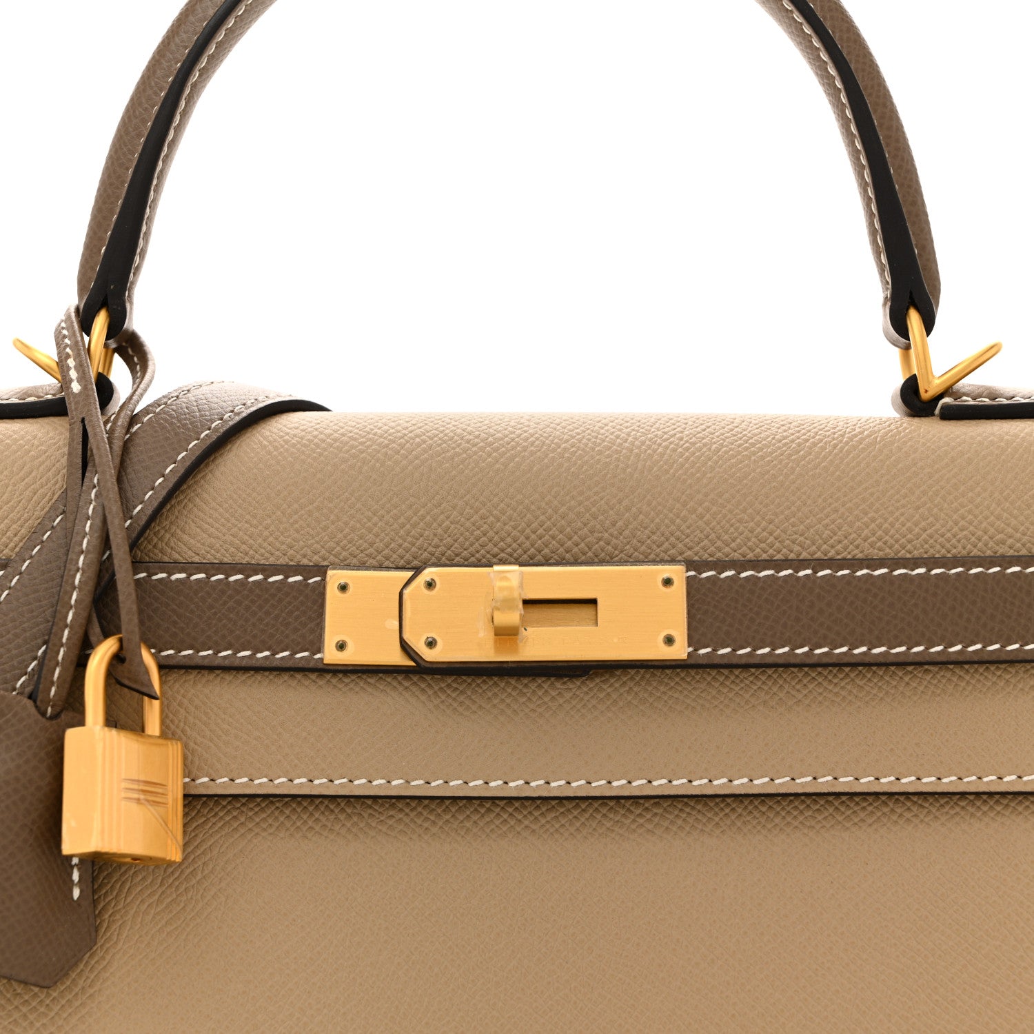Hermes Epsom Bi-Color Horseshoe Kelly Sellier 28 Trench Etoupe 8 of 11