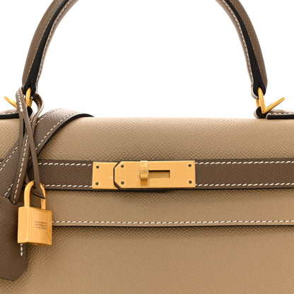 Hermes Epsom Bi-Color Horseshoe Kelly Sellier 28 Trench Etoupe 8 of 11