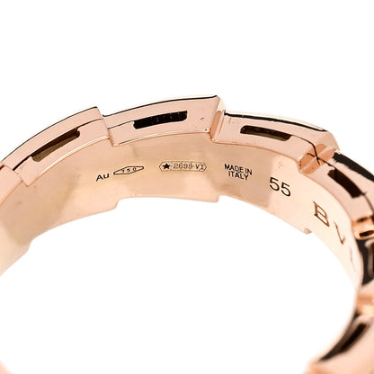 Bulgari 18K Rose Gold Diamond Mother of Pearl 6mm Serpenti Viper Band Ring 55 7.25 4 of 5