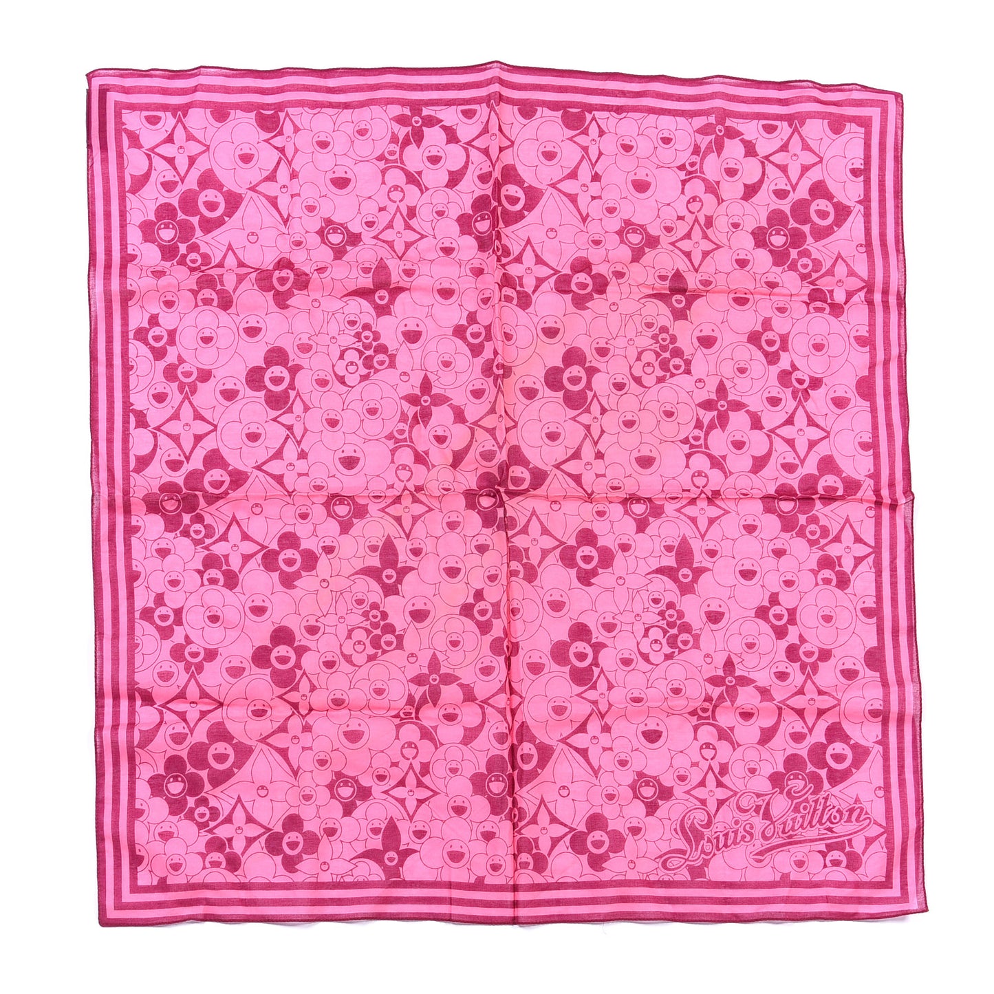 Cotton Takashi Murakami Cosmic Blossom Square Scarf Pink