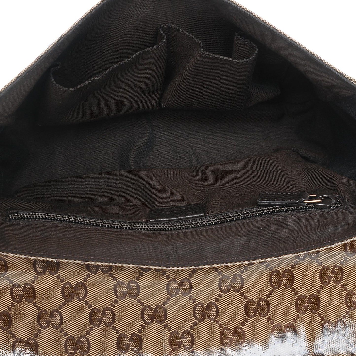 Crystal Monogram Small Double Buckle Flap Messenger Beige Dark Brown