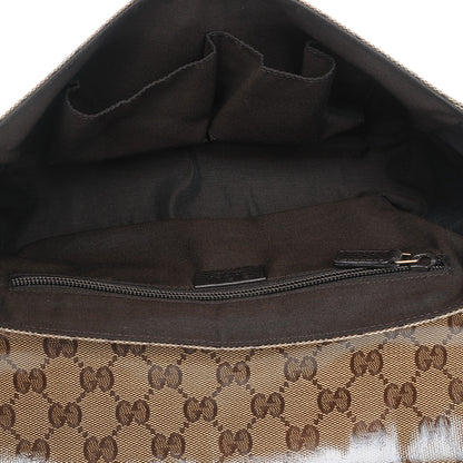 Gucci Crystal Monogram Small Double Buckle Flap Messenger Beige Dark Brown 5 of 7