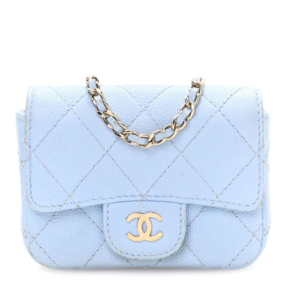 Chanel Caviar Quilted Mini Chain Belt Bag Light Blue 1 of 12