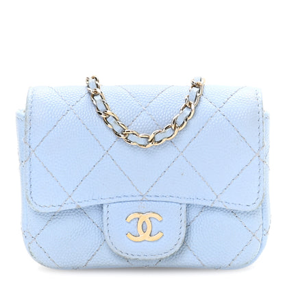 Chanel Caviar Quilted Mini Chain Belt Bag Light Blue 1 of 12