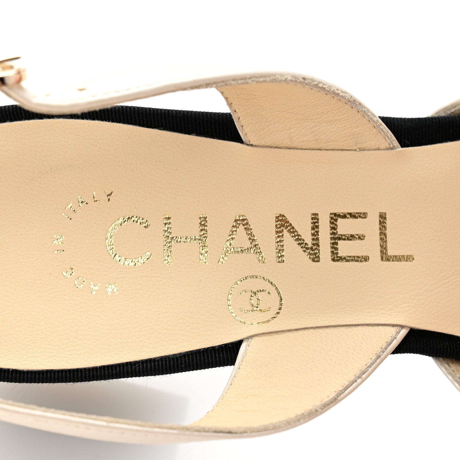 Chanel Iridescent Calfskin Grosgrain Cap Toe CC Slingback Pumps 36 White Black 8 of 11