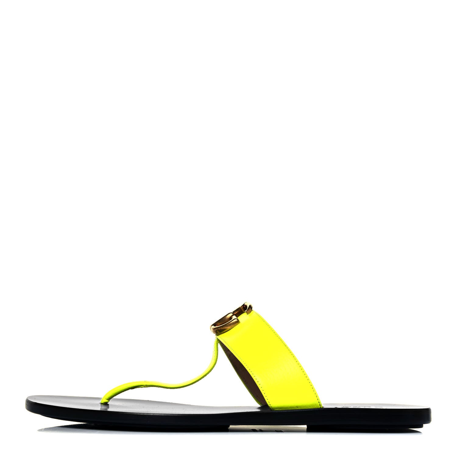 Gucci Calfskin GG Marmont Thong Sandals 38.5 Yellow Fluo 1 of 8