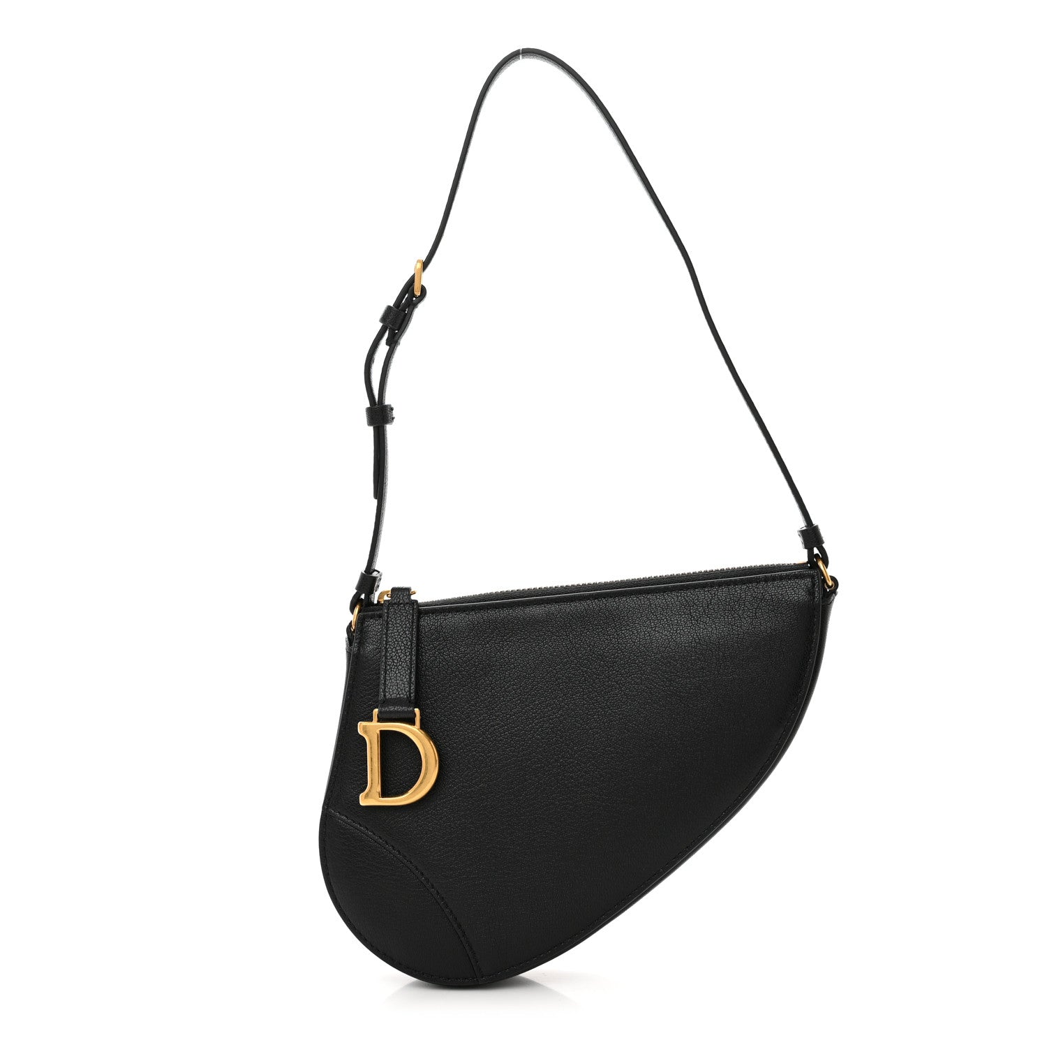 Christian Dior Goatskin Saddle Rodeo Pouch Black 1411731